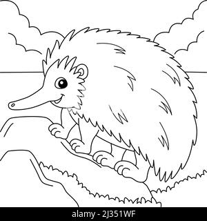 Echidna page de coloriage pour les enfants Illustration de Vecteur