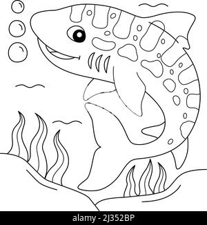 Page de coloriage animal de requin léopard pour enfants Illustration de Vecteur