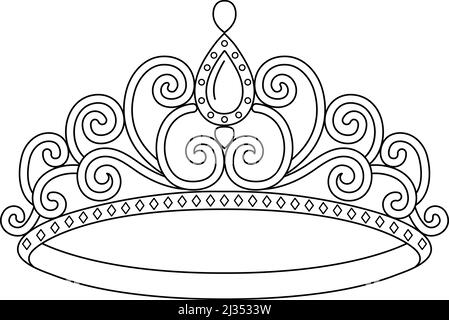 Princesse Crown coloriage page isolé Illustration de Vecteur