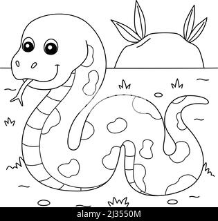 Page de coloriage Snake on Ground pour enfants Illustration de Vecteur