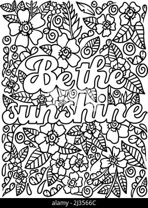 Soyez la page de coloriage de la citation de la motivation de la lumière du soleil Illustration de Vecteur