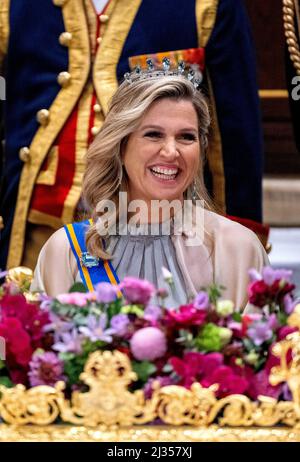 Amsterdam, Niederlande. 05th avril 2022. Queen Maxima des pays-Bas au Palais Royal d'Amsterdam, le 05 avril 2022, pour la photo officielle et le banquet d'État, sur les 1st d'une visite d'État de 2 jours de l'Inde aux pays-Bas Credit: Albert Nieboer/Netherlands OUT/point de vue OUT/dpa/Alay Live News Banque D'Images