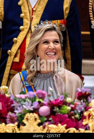 Amsterdam, Niederlande. 05th avril 2022. Queen Maxima des pays-Bas au Palais Royal d'Amsterdam, le 05 avril 2022, pour la photo officielle et le banquet d'État, sur les 1st d'une visite d'État de 2 jours de l'Inde aux pays-Bas Credit: Albert Nieboer/Netherlands OUT/point de vue OUT/dpa/Alay Live News Banque D'Images