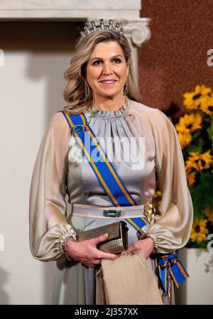 Amsterdam, Niederlande. 05th avril 2022. Queen Maxima des pays-Bas au Palais Royal d'Amsterdam, le 05 avril 2022, pour la photo officielle et le banquet d'État, sur les 1st d'une visite d'État de 2 jours de l'Inde aux pays-Bas Credit: Albert Nieboer/Netherlands OUT/point de vue OUT/dpa/Alay Live News Banque D'Images