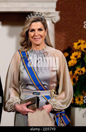 Amsterdam, Niederlande. 05th avril 2022. Queen Maxima des pays-Bas au Palais Royal d'Amsterdam, le 05 avril 2022, pour la photo officielle et le banquet d'État, sur les 1st d'une visite d'État de 2 jours de l'Inde aux pays-Bas Credit: Albert Nieboer/Netherlands OUT/point de vue OUT/dpa/Alay Live News Banque D'Images