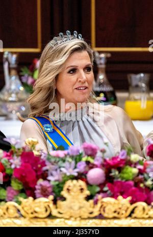 Amsterdam, Niederlande. 05th avril 2022. Queen Maxima des pays-Bas au Palais Royal d'Amsterdam, le 05 avril 2022, pour la photo officielle et le banquet d'État, sur les 1st d'une visite d'État de 2 jours de l'Inde aux pays-Bas Credit: Albert Nieboer/Netherlands OUT/point de vue OUT/dpa/Alay Live News Banque D'Images
