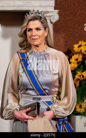 Amsterdam, Niederlande. 05th avril 2022. Queen Maxima des pays-Bas au Palais Royal d'Amsterdam, le 05 avril 2022, pour la photo officielle et le banquet d'État, sur les 1st d'une visite d'État de 2 jours de l'Inde aux pays-Bas Credit: Albert Nieboer/Netherlands OUT/point de vue OUT/dpa/Alay Live News Banque D'Images