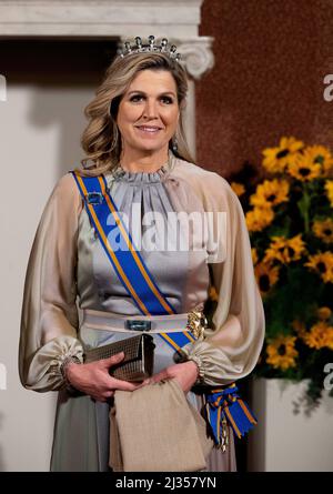 Amsterdam, Niederlande. 05th avril 2022. Queen Maxima des pays-Bas au Palais Royal d'Amsterdam, le 05 avril 2022, pour la photo officielle et le banquet d'État, sur les 1st d'une visite d'État de 2 jours de l'Inde aux pays-Bas Credit: Albert Nieboer/Netherlands OUT/point de vue OUT/dpa/Alay Live News Banque D'Images