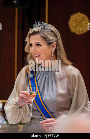 Amsterdam, Niederlande. 05th avril 2022. Queen Maxima des pays-Bas au Palais Royal d'Amsterdam, le 05 avril 2022, pour la photo officielle et le banquet d'État, sur les 1st d'une visite d'État de 2 jours de l'Inde aux pays-Bas Credit: Albert Nieboer/Netherlands OUT/point de vue OUT/dpa/Alay Live News Banque D'Images
