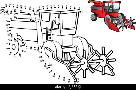 Moissonneuse-batteuse point à point coloration isolée Illustration de Vecteur