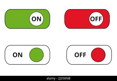 Boutons Marche/Arrêt en rouge et vert sur fond blanc Banque D'Images