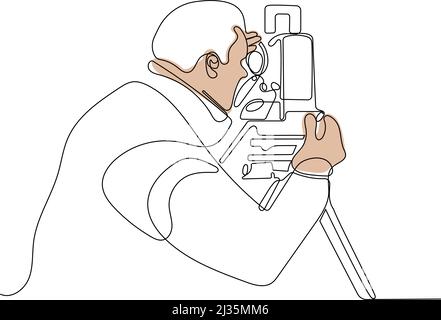 Surveyor avec une icône de trépied Illustration de Vecteur