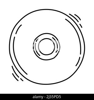 Disque DVD RW fait partie de l'ordinateur et du matériel icône dessinée à la main Set Vector. Illustration de Vecteur