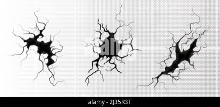 Fissures du sol vue de dessus, trous de fissuration de tremblement de terre, surface de terre ruinée texture concassée. Destruction, fractionnement, dégâts fissure effet après le désastre isola Illustration de Vecteur