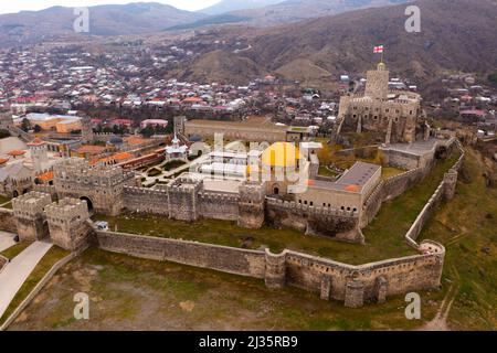 Vue depuis le drone de l'ancien château de Rabati Akhaltsikhe, Géorgie Banque D'Images