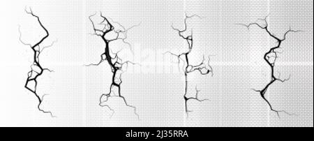 Fissures de terre, cassures sur la surface du sol du tremblement de terre isolé sur fond transparent. Vecteur réaliste ensemble de fissure dans le sol, crevasses de dis Illustration de Vecteur