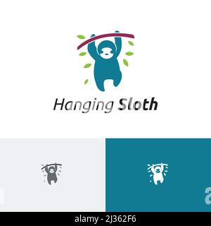 Joli logo « Sloth Hanging Tree Branch Jungle nature » Illustration de Vecteur