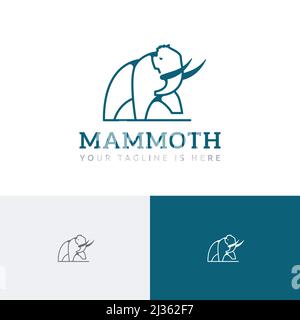 Big Mammoth Elephant Ice Age Ancient Animal Line logo Illustration de Vecteur