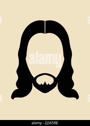 Homme avec barbes et symbole de cheveux longs Illustration de Vecteur