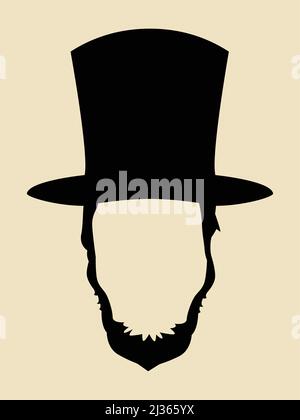 Symbole d'un homme avec des barbes portant un chapeau du XIXe siècle Illustration de Vecteur