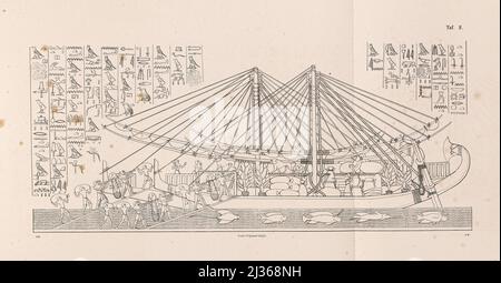 Le chargement de deux navires du livre ' la flotte d'une reine égyptienne ' du XVII siècle avant notre époque et l'armée égyptienne ancienne sur le défilé : Représenté sur un monument du même âge, à la fois en certaines parties restaurées et publiées pour la première fois par l'auteur après une copie prise de la terrasse-temple de Dêr-el-Baheri : Avec une annexe contenant les poissons de la mer Rouge dans la taille originale du monument comme ornements sous la flotte, un certain nombre, chronologiquement arrangé, de représentations de navires égyptiens anciens et quelques représentations et inscriptions de divers temples Banque D'Images