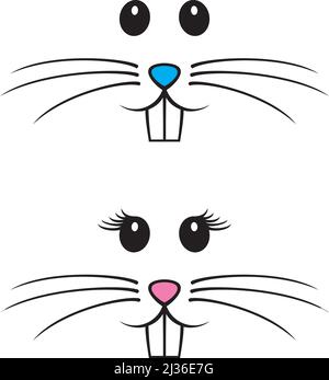 Illustration vectorielle de visage de lapin, garçon et fille Illustration de Vecteur