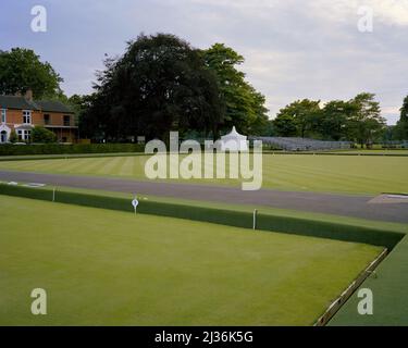 Stade des English Lawn Bowls, Victoria Park, Leamington Spa, Angleterre Banque D'Images