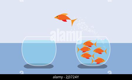 Goldfish sautant hors de l'eau. Vector design plat Illustration de Vecteur