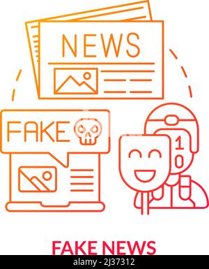 Icône de concept de dégradé rouge de fake news Illustration de Vecteur