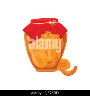 Illustration vectorielle d'un pot de confiture d'abricot. Préparations pour l'hiver. Illustration de Vecteur