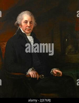 Matthew Boulton était l'un des chefs d'entreprise et visionnaires du XVIIIe siècle. En partenariat avec James Watt, en 1775, il lance le développement et l'application industrielle de la machine à vapeur. En 1761, il a commencé à construire sa Manufactory Soho, où il a été le pionnier des techniques révolutionnaires de production. Il a également établi la première monnaie à la vapeur au monde. Banque D'Images