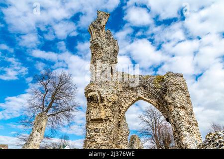 Ruines du monastère de Thetford datant du 12th siècle, Prieuré à Thetford, Norfolk, Royaume-Uni Banque D'Images