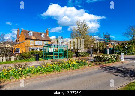 Centre du village de Little Wymondley et du pub Plume of Feathers à Hertfordshire, Royaume-Uni Banque D'Images