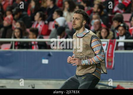 Lisbonne, Portugal. 05 avril 2022. L'avant-projet de Liverpool du Portugal Diogo Jota (20) en action pendant le match de la finale de la coupe du quartier de 1st pour la Ligue des champions de l'UEFA, Benfica vs Liverpool Credit: Alexandre de Sousa/Alay Live News Banque D'Images