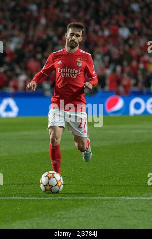 Lisbonne, Portugal. 05 avril 2022. L'avant de Benfica du Portugal Rafa Silva (27) en action pendant le match de la coupe 1st du quart finales pour la Ligue des champions de l'UEFA, Benfica vs Liverpool crédit: Alexandre de Sousa/Alay Live News Banque D'Images