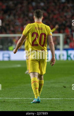 Lisbonne, Portugal. 05 avril 2022. L'avant-projet de Liverpool du Portugal Diogo Jota (20) en action pendant le match de la finale de la coupe du quartier de 1st pour la Ligue des champions de l'UEFA, Benfica vs Liverpool Credit: Alexandre de Sousa/Alay Live News Banque D'Images