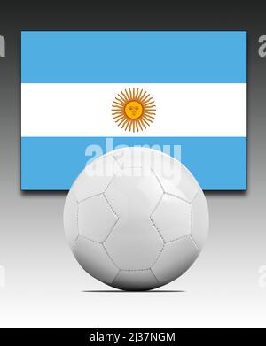 Ballon de football blanc avec drapeau de l'équipe nationale Argentine. Banque D'Images