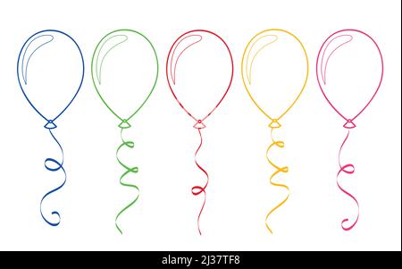 ballons colorés pour livre de coloriage isolé sur fond blanc Illustration de Vecteur