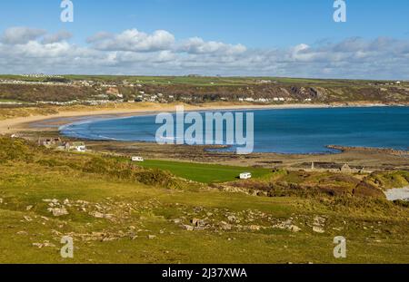 Vue sur les plages de Port Eynon et Horton sur la côte de Gower, au sud du pays de Galles Banque D'Images