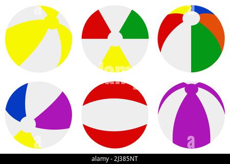 Illustration de différentes boules de plage isolées sur blanc Banque D'Images