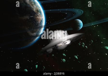 Illustration artistique 3D d'une scène de science-fiction Banque D'Images