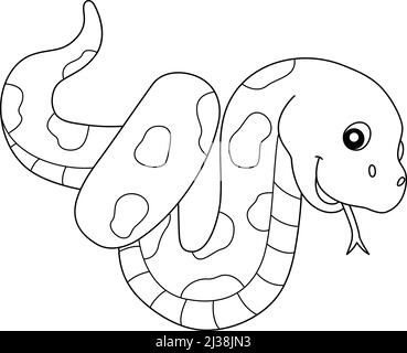 Page de coloriage animal serpent isolée pour les enfants Illustration de Vecteur