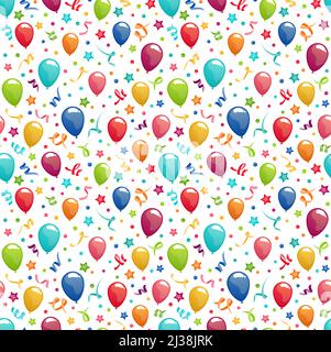 illustration vectorielle eps fond transparent avec ballons, banderoles, confetti et étoiles pour les concepts d'anniversaire et de fête Illustration de Vecteur