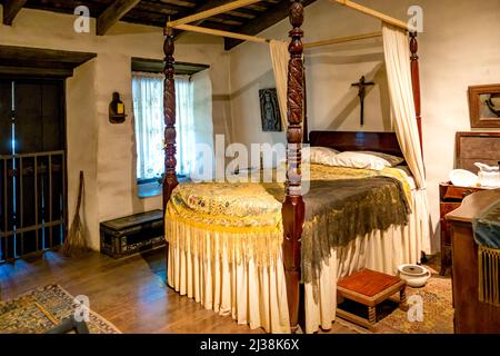 L'intérieur de l'Avila Adobe, la plus ancienne maison (1818) dans le quartier de la rue Olvera, vieille ville de Los Angeles, Californie, Etats-Unis. Banque D'Images