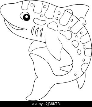 Page de coloriage de requin léopard isolée pour les enfants Illustration de Vecteur