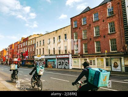 Deliveroo Drivers, Camden Street, Dublin, Irlande Banque D'Images