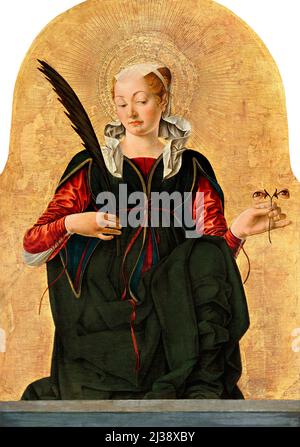 Saint Lucy par le peintre italien de la Renaissance, Francesco del Cossa (c. 1430 – c. 1477), tempera et or sur bois, 1472 Banque D'Images