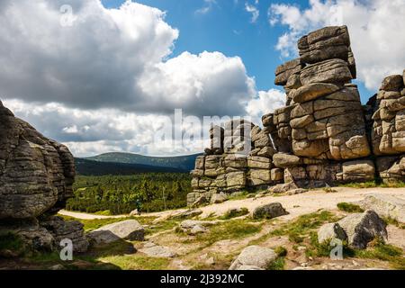 Formation rocheuse de Slonecznik dans les montagnes Karkonosze en Pologne Banque D'Images