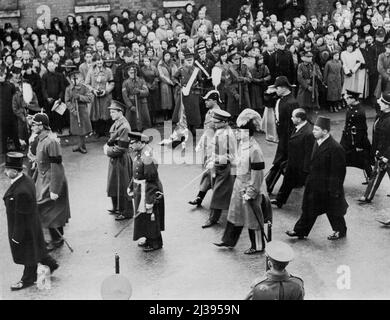 Funérailles du roi George à Windsor. Les rois étrangers et les représentants dans le cortège funéraire à Windsor. 28 janvier 1936. (Photo de Keystone). Banque D'Images