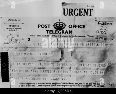 King George 5th - décès et funérailles janvier 1936 - royauté britannique. 2 mars 1936. (Photo par photo de presse associée). Banque D'Images